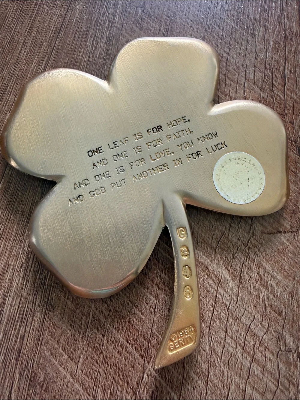 1984 Gerity G348 24K Gold Electroplated Shamrock Trinket Dish